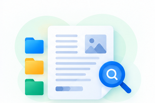 Folders, a document, and a search